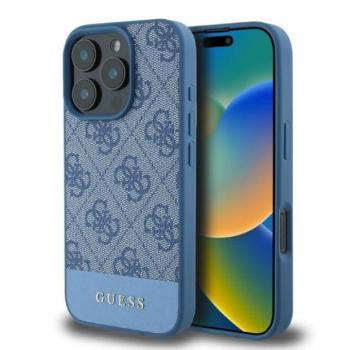 Guess GUHCP16XG4GLBL 4G PU Bottom Stripe keménytok iPhone 16 Pro Max - kék kép