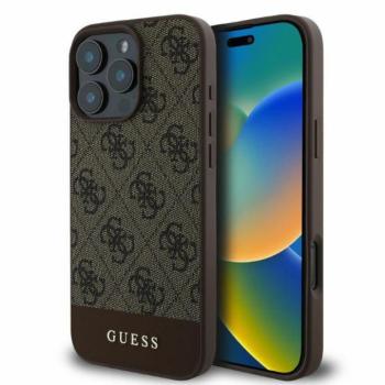 Guess GUHCP16XG4GLBR 4G Bottom Stripe keménytok iPhone 16 Pro Max - barna kép