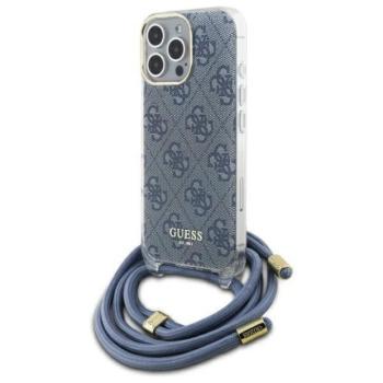 Guess GUHCP16XHC4SEB Crossbody Cord 4G Print keménytok iPhone 16 Pro Max - kék kép