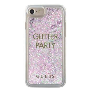 Guess GUHCP7GLUQPU iPhone 6/7/8 /SE 2020 / SE 2022 lila folyékony csillogó kristályos Party keménytok kép