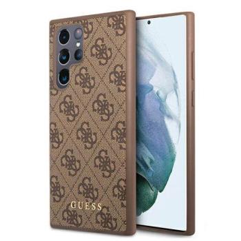 Guess GUHCS22LG4GFBR S22 Ultra S908 barna 4G fém arany logós keménytok kép