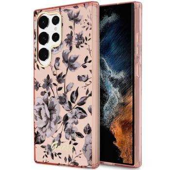 Guess GUHCS23LHCFWSP Samsung Galaxy S23 UltraS918 rózsaszín keménytok virág kollekció kép