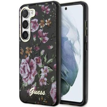 Guess GUHCS23MHCFWSK Samsung Galaxy S23+ S916 fekete keménytok virág kollekció kép