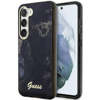 Guess GUHCS23SHTMRSK Samsung Galaxy S23 S911 fekete keménytok Golden Marble kollekció kép