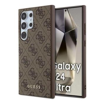 Guess GUHCS24LG4GFBR 4G Metal Gold Logo keménytok Samsung Galaxy S24 Ultra - barna kép
