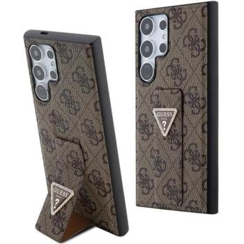 Guess GUHCS24LPGS4TDW S24 Ultra S928 barna keménytok Grip Stand 4G Triangle Strass kép