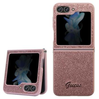 Guess GUHCZF5HGGSHP F731 Z Flip5 rózsaszín keménytok Glitter Script kép