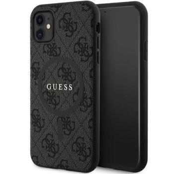 Guess GUHMN61G4GFRK iPhone 11 6.1&quot; fekete keménytok 4G kollekció bőr fém logó MagSafe kép