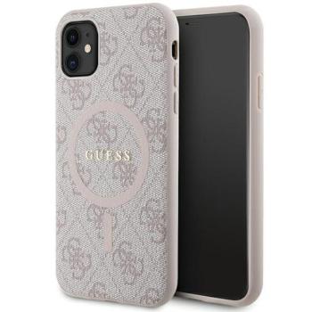 Guess GUHMN61G4GFRP iPhone 11 6.1&quot; rózsaszín keménytok 4G kollekció bőr fém logó MagSafe kép