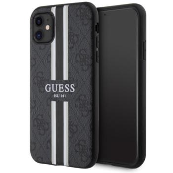 Guess GUHMN61P4RPSK iPhone 11 fekete keménytok 4G nyomtatott csíkos MagSafe tok 4G kép