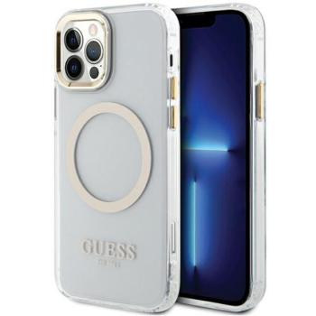 Guess GUHMP12MHTRMD iPhone 12/12 Pro 6.1&quot; arany keménytok fém kontúr Magsafe kép