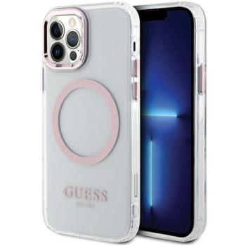 Guess GUHMP12MHTRMP iPhone 12/12 Pro 6.1&quot; rózsaszín keménytok Fém körvonalú Magsafe tok kép