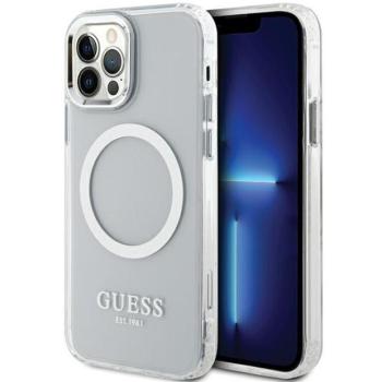 Guess GUHMP12MHTRMS iPhone 12/12 Pro 6.1&quot; ezüst keménytok fém kontúr Magsafe kép