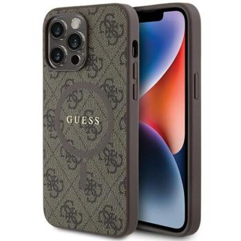 Guess GUHMP13LG4GFRW iPhone 13 Pro / 13 6.1&quot; barna keménytok 4G Collection bőr fém logó MagSafe kép