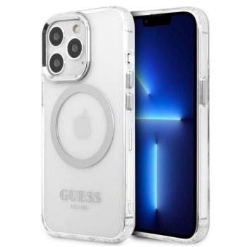 Guess GUHMP13LHTRMS iPhone 13 Pro / 13 6,1&quot; ezüst keménytok fém kontúrral Magsafe kép