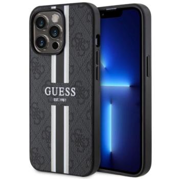 Guess GUHMP13LP4RPSK iPhone 13 Pro / 13 6,1&quot; fekete keménytok 4G nyomtatott csíkos MagSafe tok 4G kép