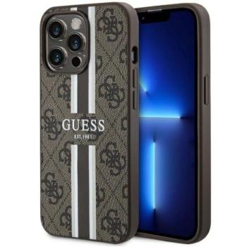 Guess GUHMP13LP4RPSW iPhone 13 Pro / 13 6.1&quot; barna keménytok 4G nyomtatott csíkok MagSafe kép