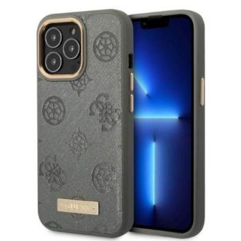 Guess GUHMP13LSAPSTG iPhone 13 Pro / 13 6,1&quot; szürke Peony Logo Plate MagSafe keménytok kép