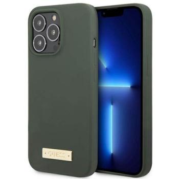 Guess GUHMP13LSPLA iPhone 13 Pro / 13 6,1&quot; keki szilikon Logo Plate MagSafe keménytok kép