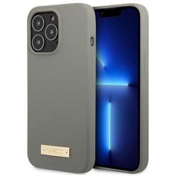 Guess GUHMP13LSPLG iPhone 13 Pro / 13 6,1&quot; szürke szilikon Logo Plate MagSafe keménytok kép