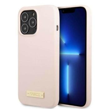 Guess GUHMP13LSPLP iPhone 13 Pro / 13 6,1&quot; rózsaszín szilikon Logo Plate MagSafe keménytok kép