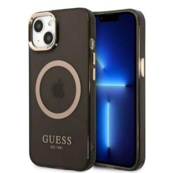 Guess GUHMP13MHTCMK iPhone 13 6.1&quot; fekete keménytok arany kontúrú áttetsző MagSafe kép
