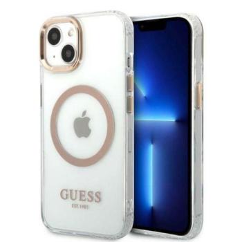 Guess GUHMP13MHTRMD iPhone 13 6.1&quot; arany keménytok fém kontúr Magsafe kép