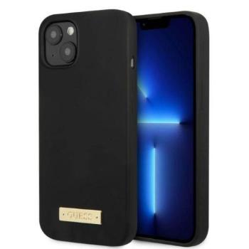 Guess GUHMP13MSPLK iPhone 13 6.1&quot; fekete keménytok Silicone Logo Plate MagSafe kép
