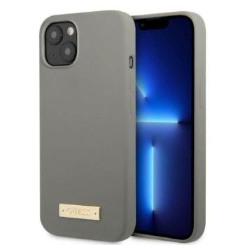 Guess GUHMP13SSPLG iPhone 13 mini 5,4&quot; szürke szilikon 4G Logo Plate MagSafe keménytok kép