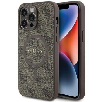 Guess GUHMP13XG4GFRW iPhone 13 Pro Max 6.7&quot; barna keménytok 4G Collection bőr fém logó MagSafe kép