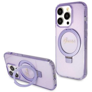 Guess GUHMP13XHRSGSU iPhone 13 Pro Max 6.1&quot; lila kemény tok Ring Stand Script Glitter MagSafe kép