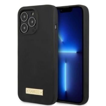 Guess GUHMP13XSPLK iPhone 13 Pro Max 6,7&quot; fekete szilikon Logo Plate MagSafe keménytok kép