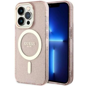 Guess GUHMP14LHCMCGP iPhone 14 Pro 6.1&quot; rózsaszín keménytok Glitter Gold MagSafe kép