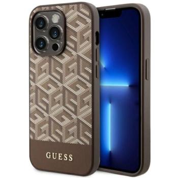 Guess GUHMP14LHGCFSEW iPhone 14 Pro 6.1&quot; barna keménytok GCube Stripes MagSafe kép