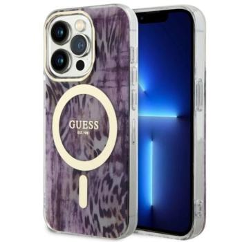 Guess GUHMP14LHLEOPWWP iPhone 14 Pro 6.1&quot; rózsaszín keménytok Leopard MagSafe kép