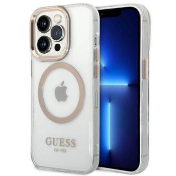 Guess GUHMP14LHTRMD iPhone 14 Pro 6,1&quot; arany keménytok Fém körvonalú Magsafe tok kép