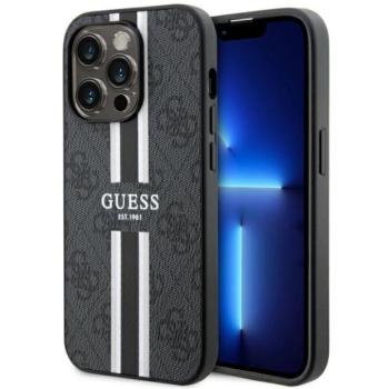 Guess GUHMP14LP4RPSK iPhone 14 Pro 6.1&quot; fekete/arany keménytok 4G nyomtatott csíkos MagSafe tok 4G kép
