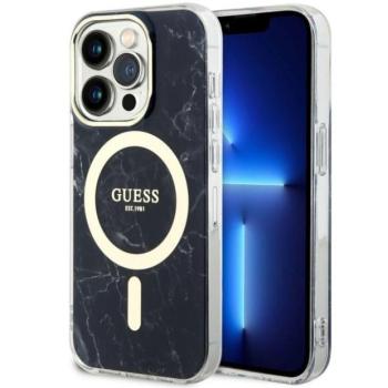 Guess GUHMP14LPCUMAK iPhone 14 Pro 6.1&quot; fekete keménytok Marble MagSafe kép