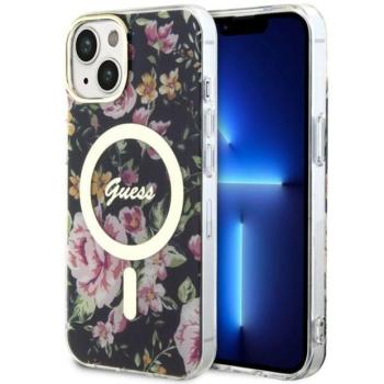 Guess GUHMP14MHCFWSK iPhone 14 Plus 6,7&quot; fekete keménytok Flower MagSafe kép