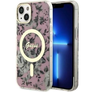 Guess GUHMP14MHCFWWSP iPhone 14 Plus / / 15 Plus 6.7&quot; rózsaszín keménytok Flower MagSafe kép