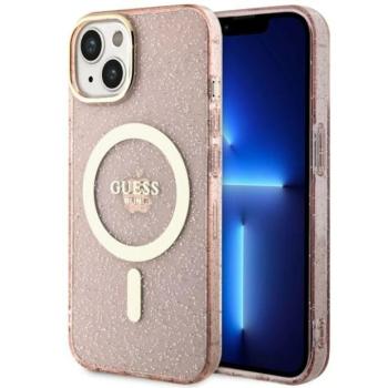 Guess GUHMP14MHCMCGP iPhone 14 Plus 6.7&quot; rózsaszín keménytok Glitter Gold MagSafe kép