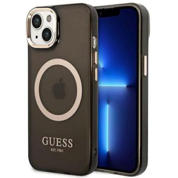 Guess GUHMP14MHTCMK iPhone 14 Plus 6.7&quot; fekete keménytok arany kontúrú, áttetsző MagSafe áttetsző tok kép