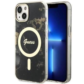 Guess GUHMP14MHTMRSK iPhone 14 Plus 6,7&quot; fekete keménytok Golden Marble MagSafe kép