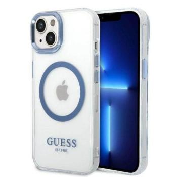 Guess GUHMP14MHTRMB iPhone 14 Plus 6.7&quot; kék keménytok Fém körvonalú Magsafe tok kép