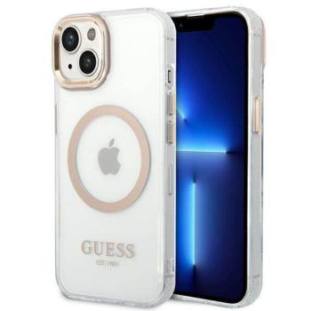 Guess GUHMP14MHTRMD iPhone 14 Plus 6.7&quot; arany keménytok fém kontúr Magsafe kép