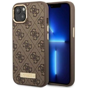 Guess GUHMP14MU4GPRW iPhone 14 Plus / 15 Plus 6.7&quot; barna keménytok 4G Logo Plate MagSafe kép