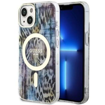 Guess GUHMP14SHLEOPWWB iPhone 14 6.1&quot; kék keménytok Leopard MagSafe kép