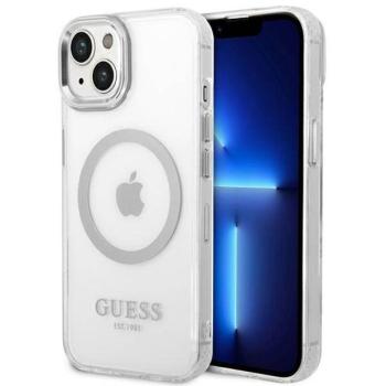 Guess GUHMP14SHTRMS iPhone 14 6.1&quot; ezüst keménytok Fém körvonalú Magsafe tok kép