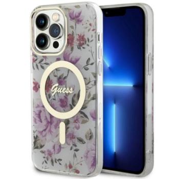 Guess GUHMP14XHCFWST iPhone 14 Pro Max 6.7&quot; átlátszó keménytok Virág MagSafe kép