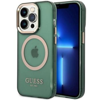 Guess GUHMP14XHTCMA iPhone 14 Pro Max 6,7&quot; zöld/khaki keménytok Arany kontúrú, áttetsző MagSafe kép